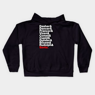 Santa Claus's reindeer names Kids Hoodie